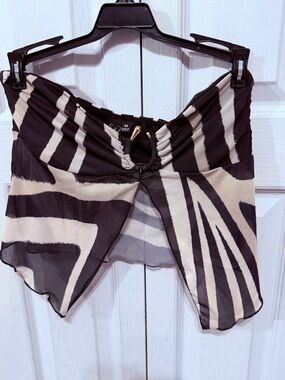 Black & Cream Abstract Sheer Shirt